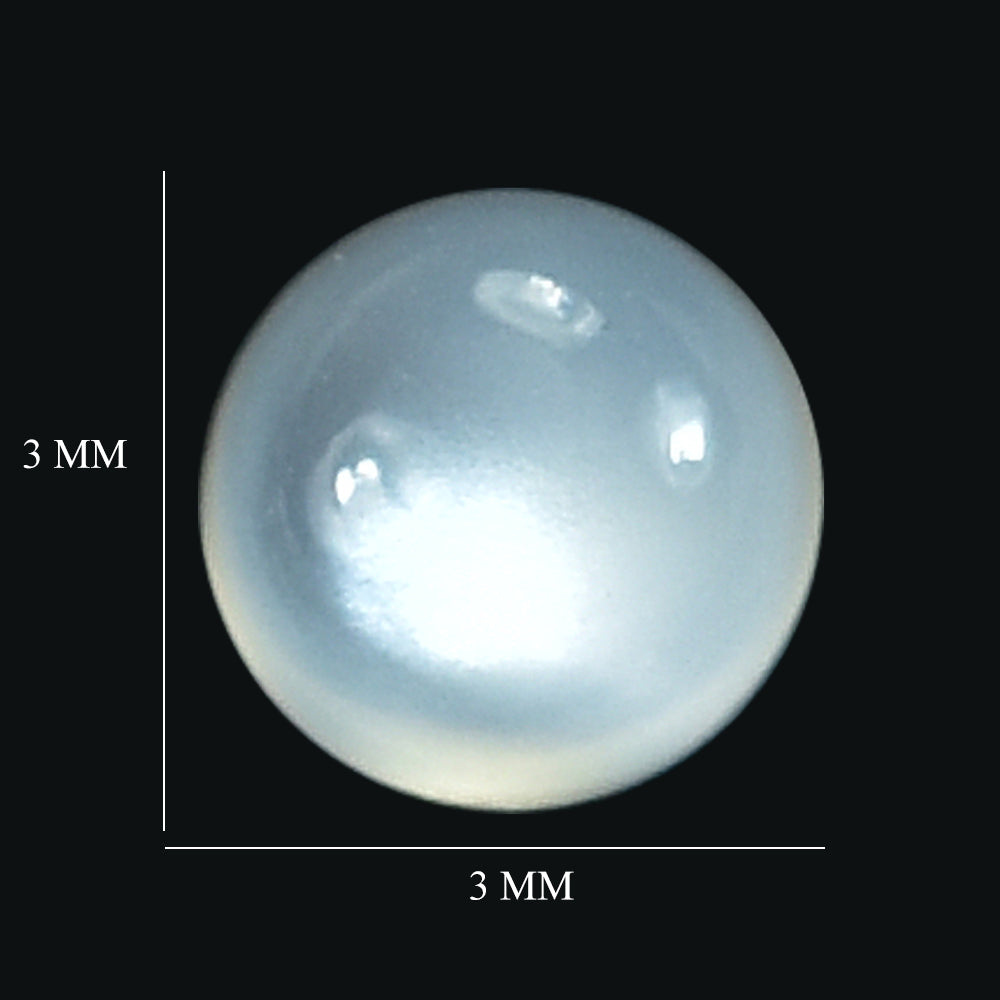 WHITE MOONSTONE PLAIN ROUND CAB (MILKY) 3.00X3.00MM 0.14 Cts.