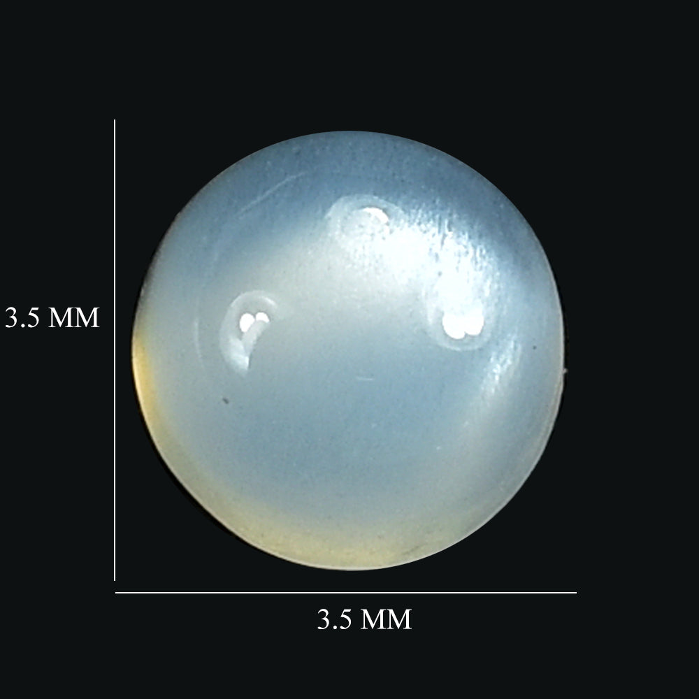 WHITE MOONSTONE PLAIN ROUND CAB (MILKY) 3.50X3.50 MM 0.22 Cts.