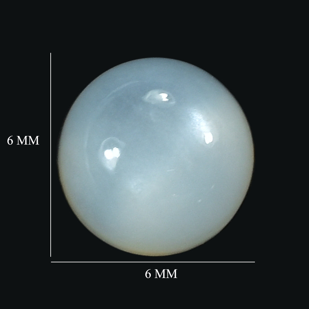 WHITE MOONSTONE PLAIN ROUND CAB (MILKY) 6.00X6.00 MM 1.31 Cts.