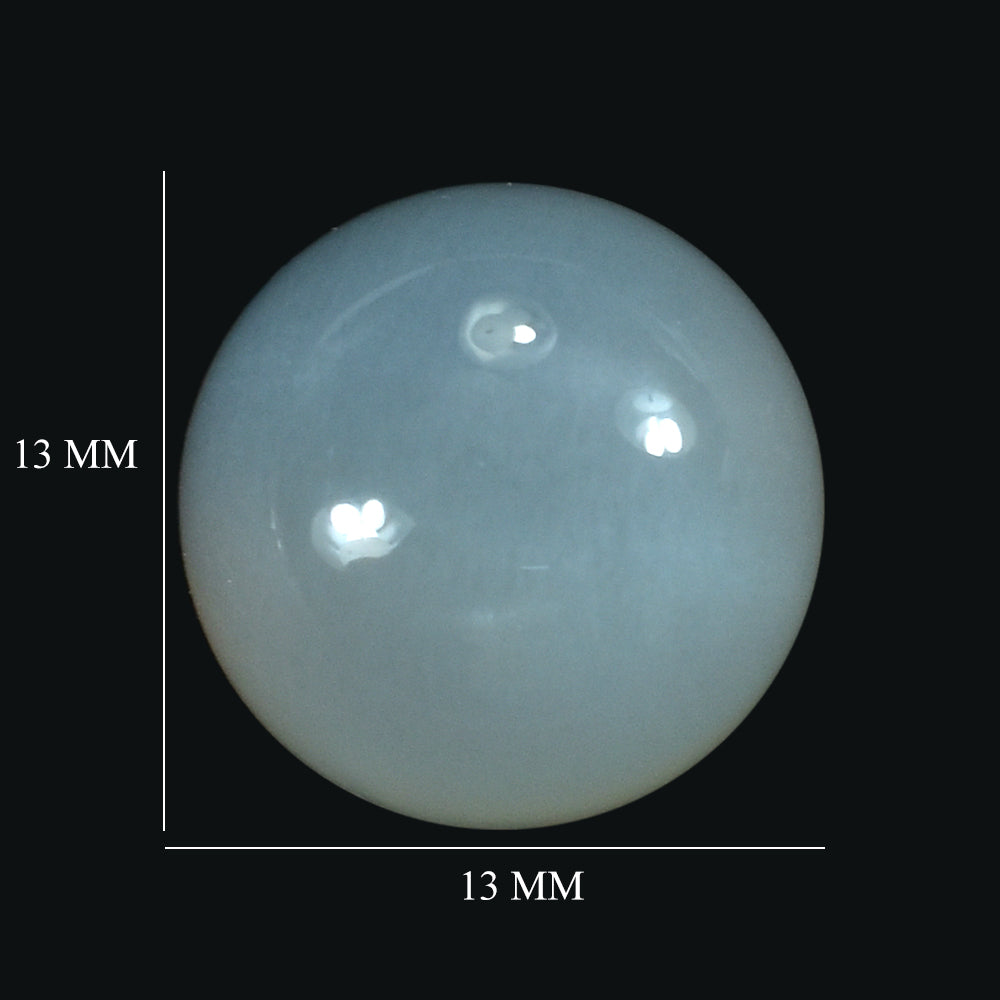 WHITE MOONSTONE PLAIN ROUND CAB (MILKY) 13.00X13.00 MM 10.10 Cts.