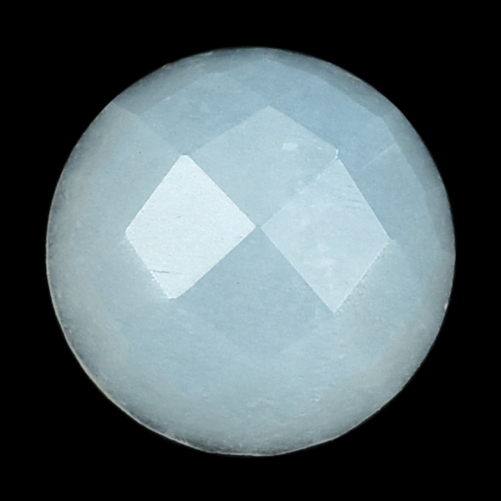 WHITE MOONSTONE CHECKER CUT ROUND CAB (MILKY) 7.00X7.00 MM 1.13 Cts.