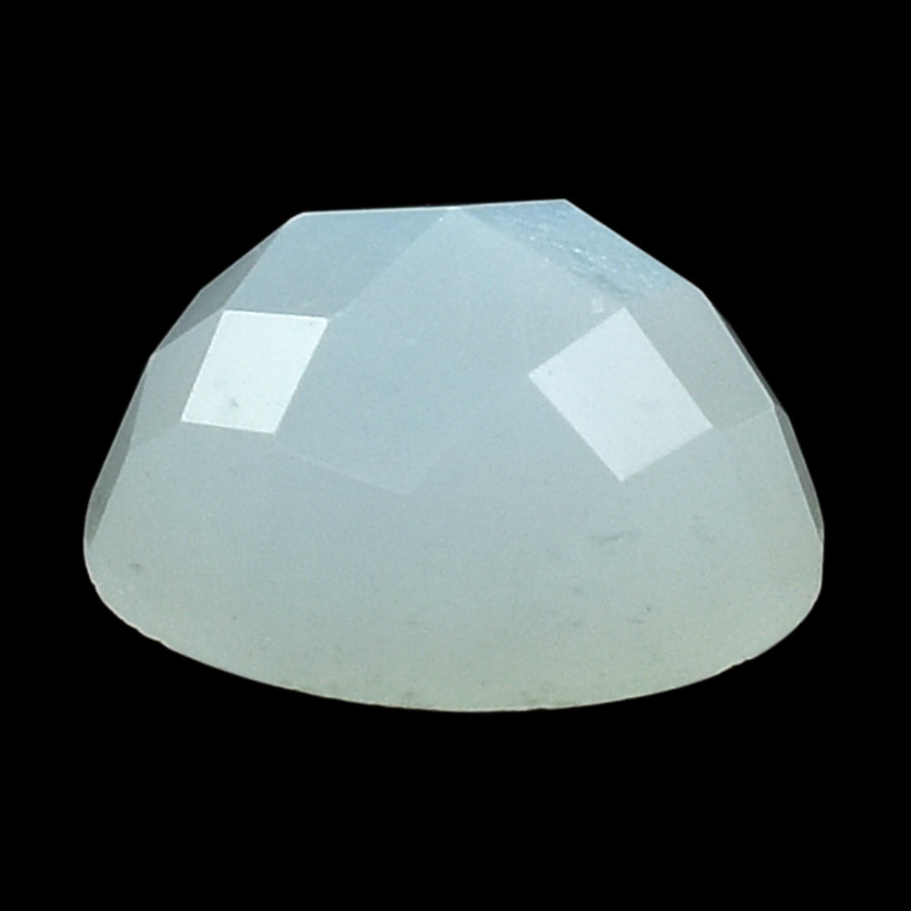 WHITE MOONSTONE CHECKER CUT ROUND CAB (MILKY) 7.00X7.00 MM 1.13 Cts.