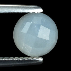 WHITE MOONSTONE CHECKER CUT ROUND CAB (MILKY) 7.00X7.00 MM 1.13 Cts.