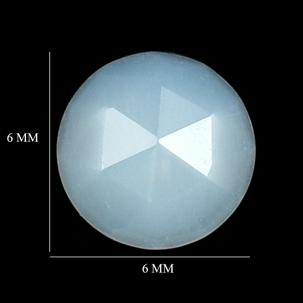 WHITE MOONSTONE ROSE CUT ROUND CAB (MILKY) 6.00X6.00 MM 0.72 Cts.