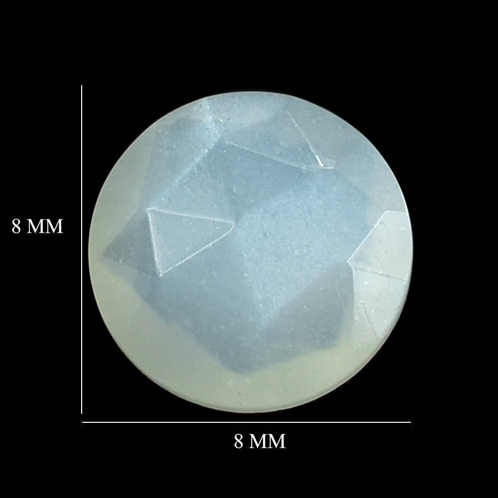 WHITE MOONSTONE ROSE CUT BRIOLETTE ROUND CAB (MILKY) 8.00X8.00 MM 1.59 Cts.