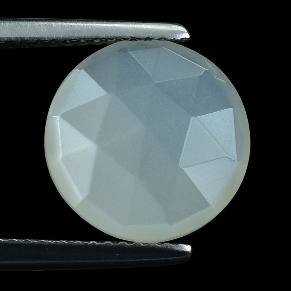 WHITE MOONSTONE ROSE CUT BRIOLETTE ROUND (MILKY) 12.00X12.00 MM 4.21 Cts.
