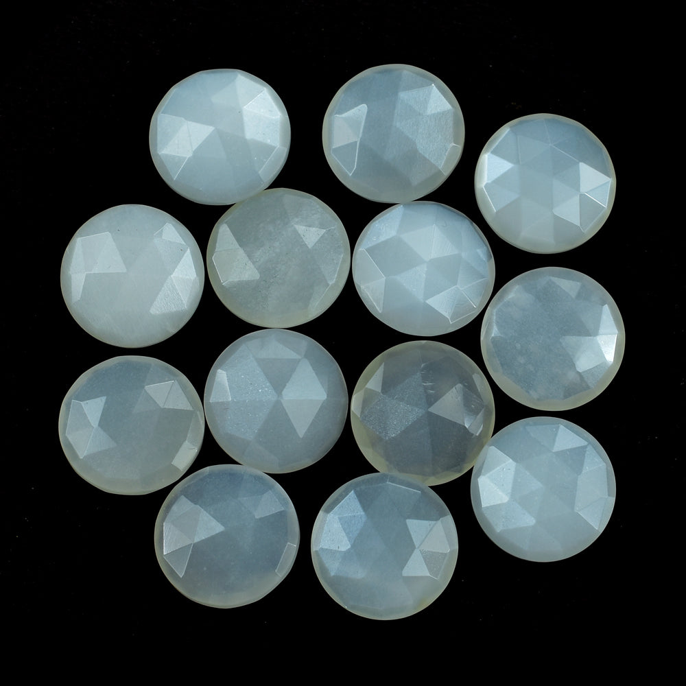 WHITE MOONSTONE ROSE CUT BRIOLETTE ROUND (MILKY) 12.00X12.00 MM 4.21 Cts.