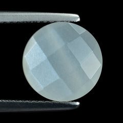 WHITE MOONSTONE CHECKER CUT BRIOLETTE ROUND (MILKY) (FULL DRILL-1.00MM 10.00X10.00 MM 3.63 Cts.