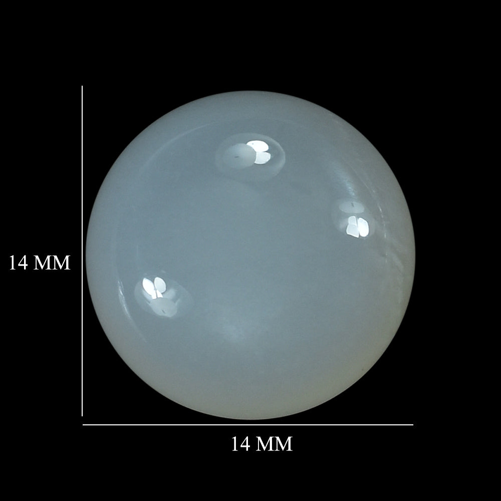 WHITE MOONSTONE (MILKY) CARVED BOTTOM ROUND CAB 14.00X14.00 MM 10.54 Cts.