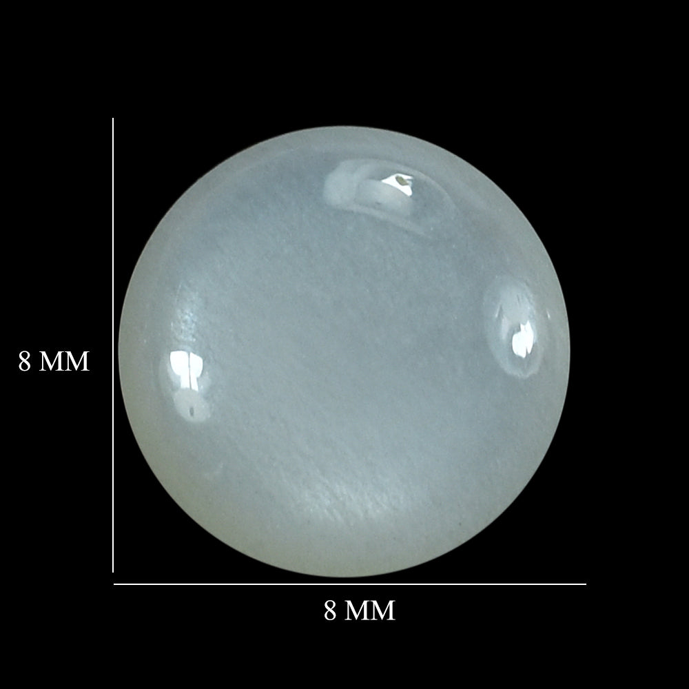 WHITE MOONSTONE (MILKY)  LENTIL ROUND 8.00X8.00 MM 1.58 Cts.
