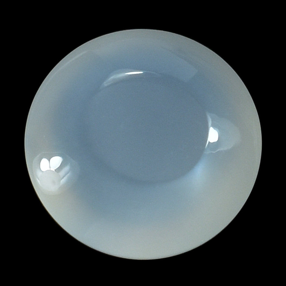 WHITE MOONSTONE (MILKY) CARVED BOTTOM ROUND CAB 8.00X8.00 MM 1.83 Cts.
