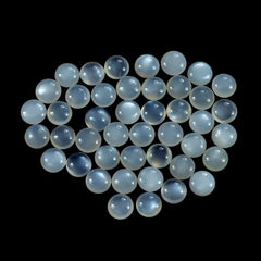 WHITE MOONSTONE (MILKY) CARVED BOTTOM ROUND CAB 8.00X8.00 MM 1.83 Cts.