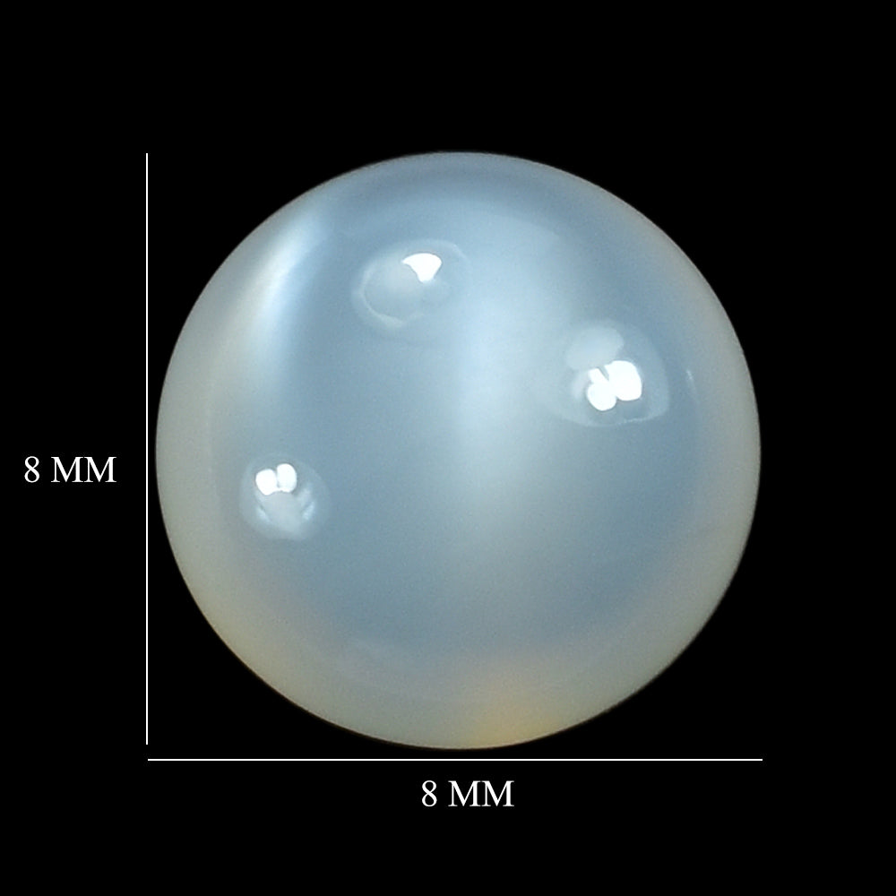 WHITE MOONSTONE (MILKY) CARVED BOTTOM ROUND CAB 8.00X8.00 MM 1.83 Cts.