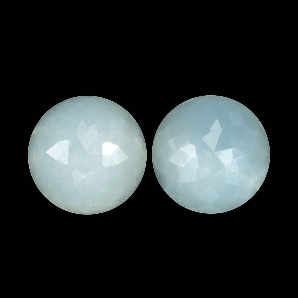 WHITE MOONSTONE (MILKY) FLOWER CUT ROUND 12.00X12.00 MM 6.08 Cts.