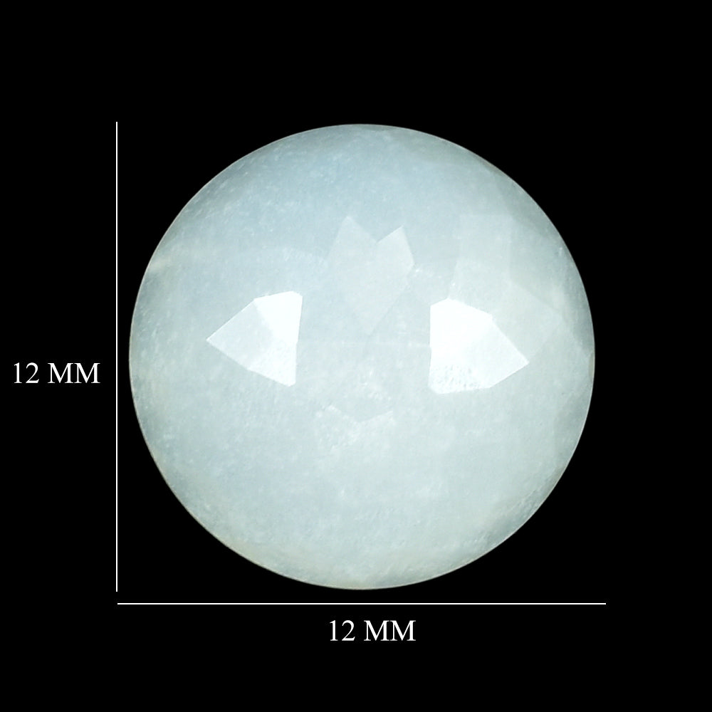 WHITE MOONSTONE (MILKY) FLOWER CUT ROUND 12.00X12.00 MM 6.08 Cts.