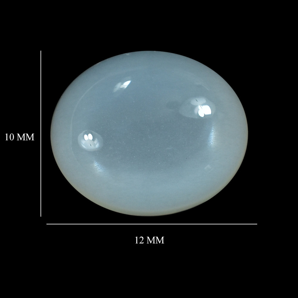 WHITE MOONSTONE (MILKY) PLAIN OVAL CAB 12.00X10.00 MM 4.95 Cts.