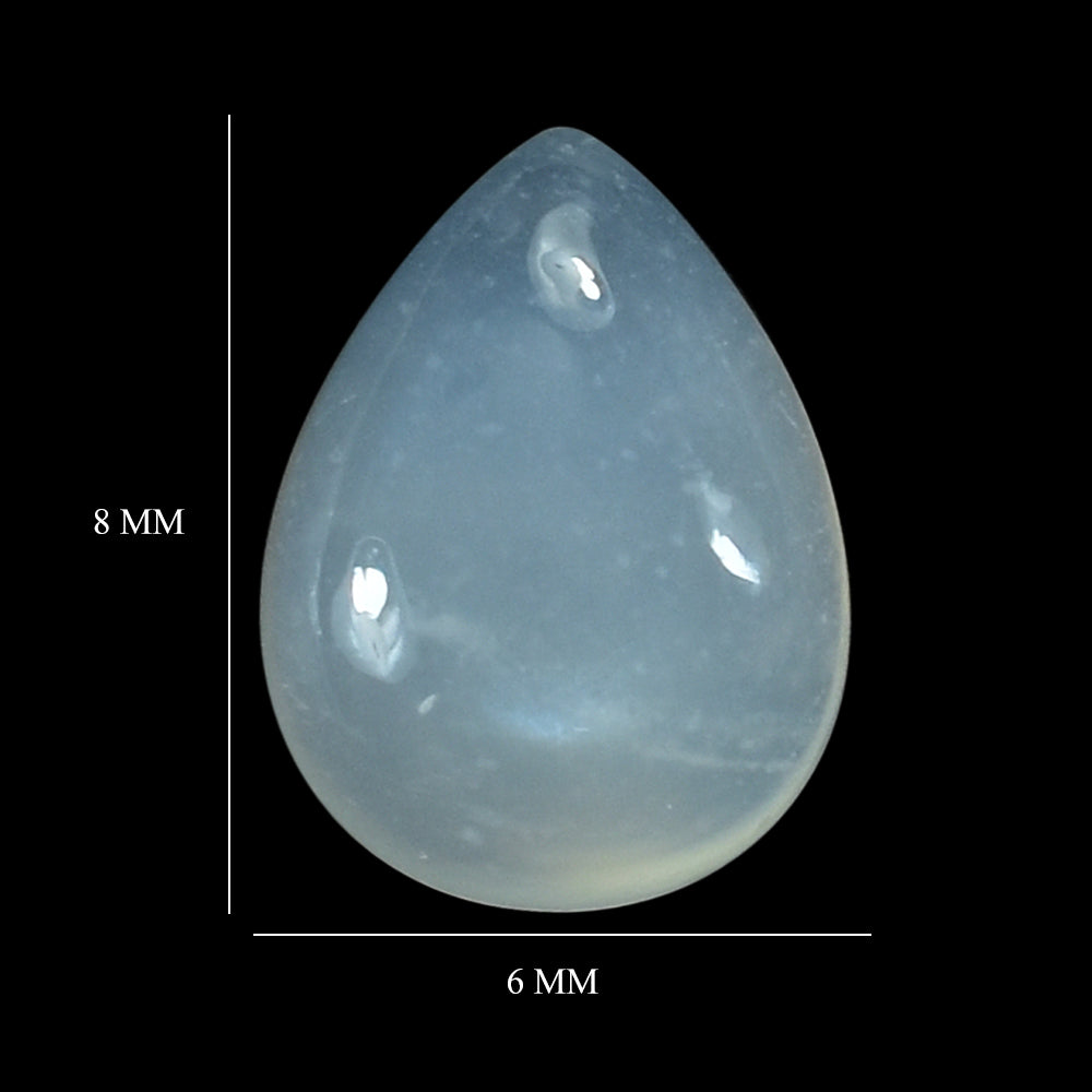 WHITE MOONSTONE (MILKY) PLAIN PEAR CAB 8.00X6.00 MM 1.07 Cts.