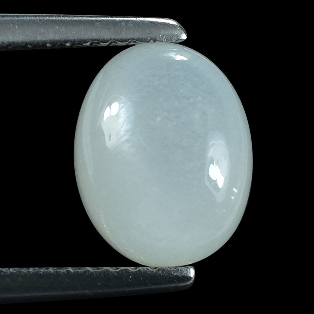 WHITE MOONSTONE (MILKY) PLAIN OLIVE (BON BON) TOP HALF DRILL-0.70MM) 10.00X8.00 MM 3.94 Cts.