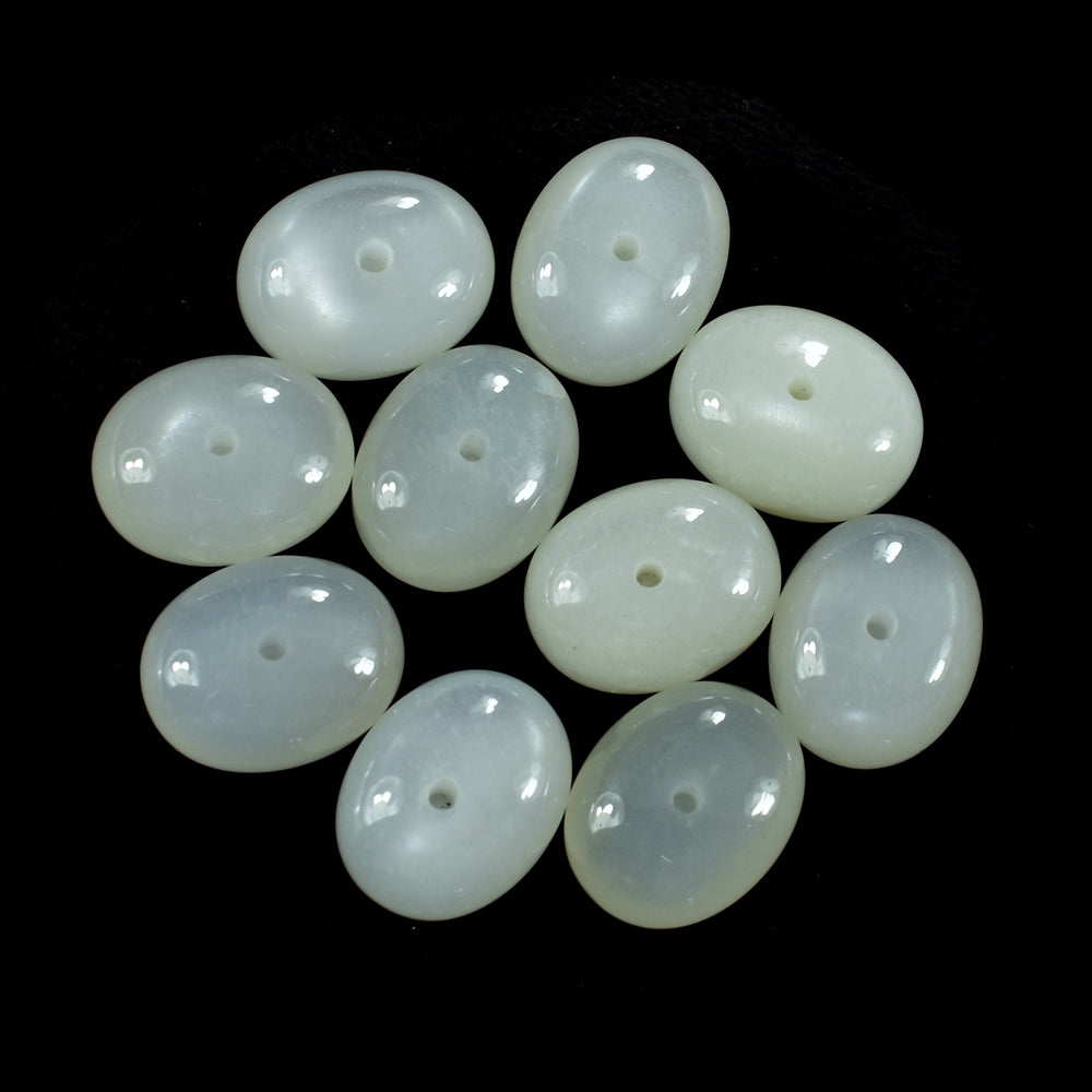 WHITE MOONSTONE (MILKY) PLAIN OLIVE (BON BON)  FULL DRILL 1.20MM 14.80X11.90 MM 11.85 Cts.