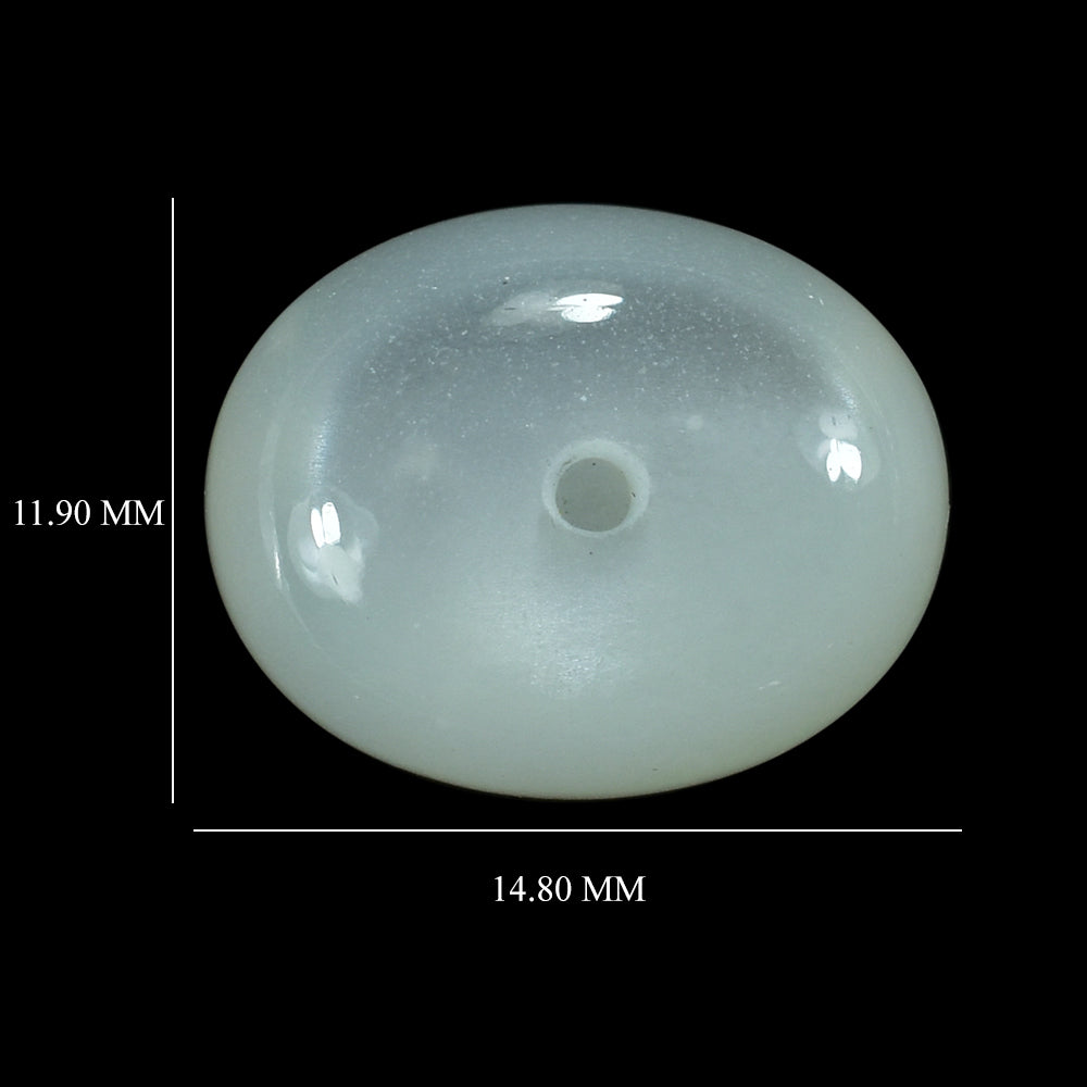 WHITE MOONSTONE (MILKY) PLAIN OLIVE (BON BON)  FULL DRILL 1.20MM 14.80X11.90 MM 11.85 Cts.