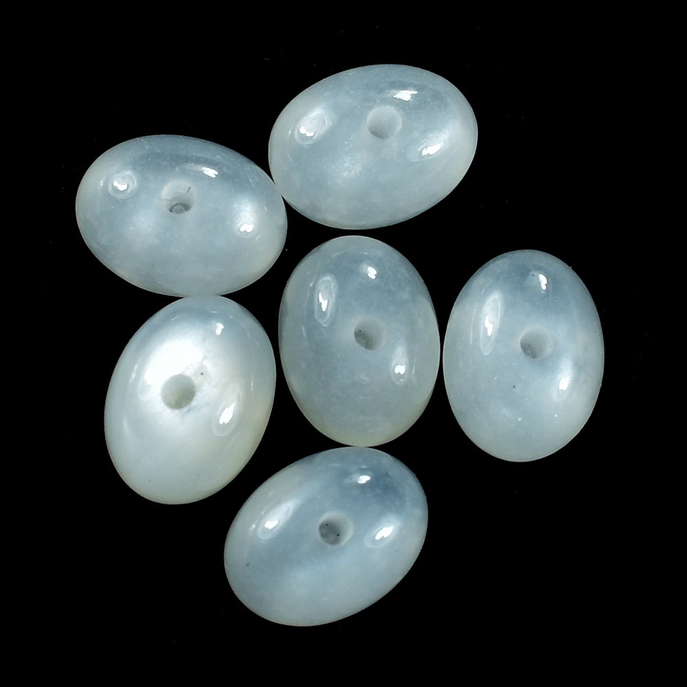 WHITE MOONSTONE (MILKY) PLAIN OLIVE (BON BON) HALF DRILL-1.20MM 8.00X6.00 MM 2.17 Cts.