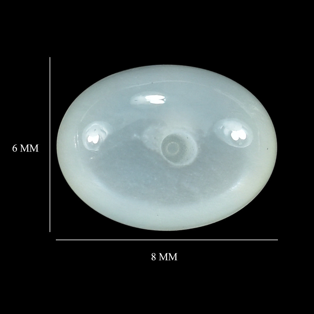 WHITE MOONSTONE (MILKY) PLAIN OLIVE (BON BON) HALF DRILL-1.20MM 8.00X6.00 MM 2.17 Cts.