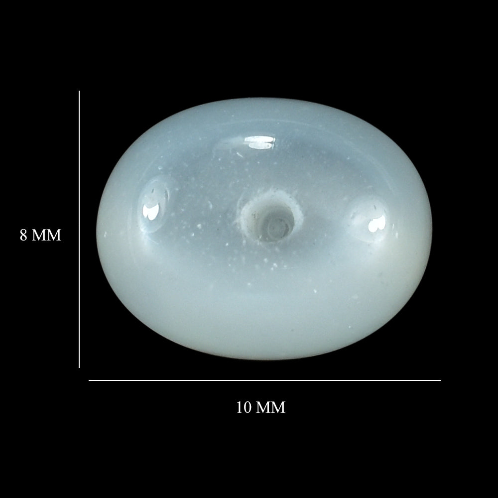 WHITE MOONSTONE (MILKY) PLAIN OLIVE (BON BON) HALF DRILL-1.20MM 10.00X8.00 MM 3.76 Cts.