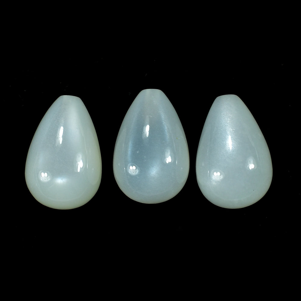WHITE MOONSTONE (MILKY) PLAIN DROPS (TOP) HALF DRILL 1.00MM 12.00X8.00 MM 5.19 Cts.