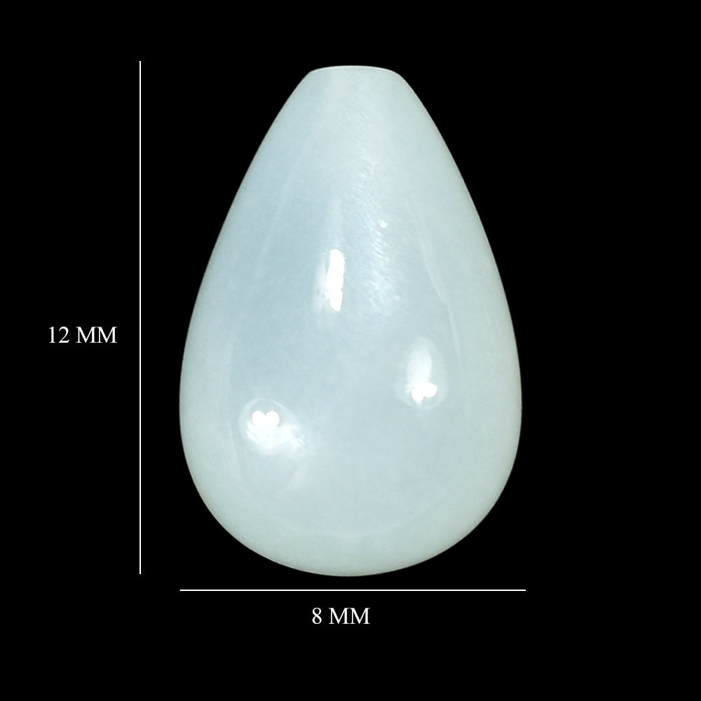 WHITE MOONSTONE (MILKY) PLAIN DROPS (TOP) HALF DRILL 1.00MM 12.00X8.00 MM 5.19 Cts.