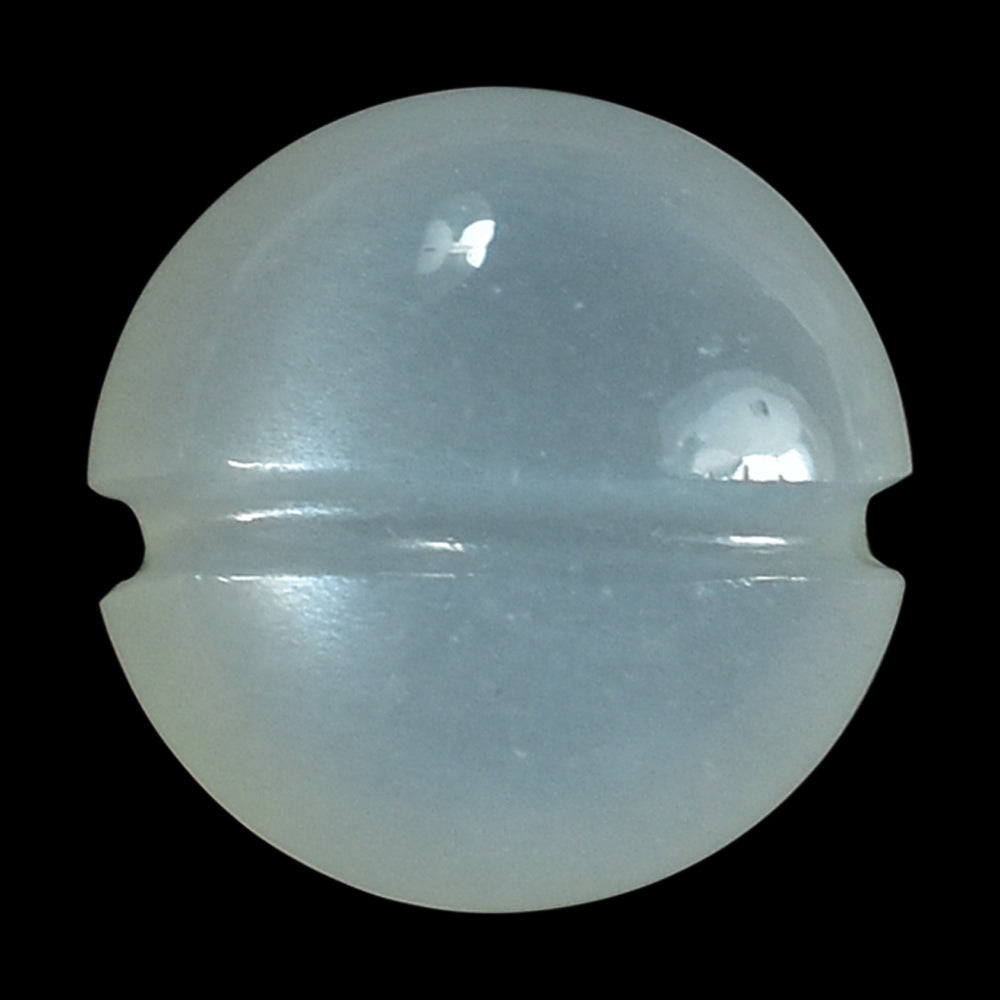 WHITE MOONSTONE (MILKY) LENTIL WITH CARVED BELT 8.00X8.00 MM 1.74 Cts.