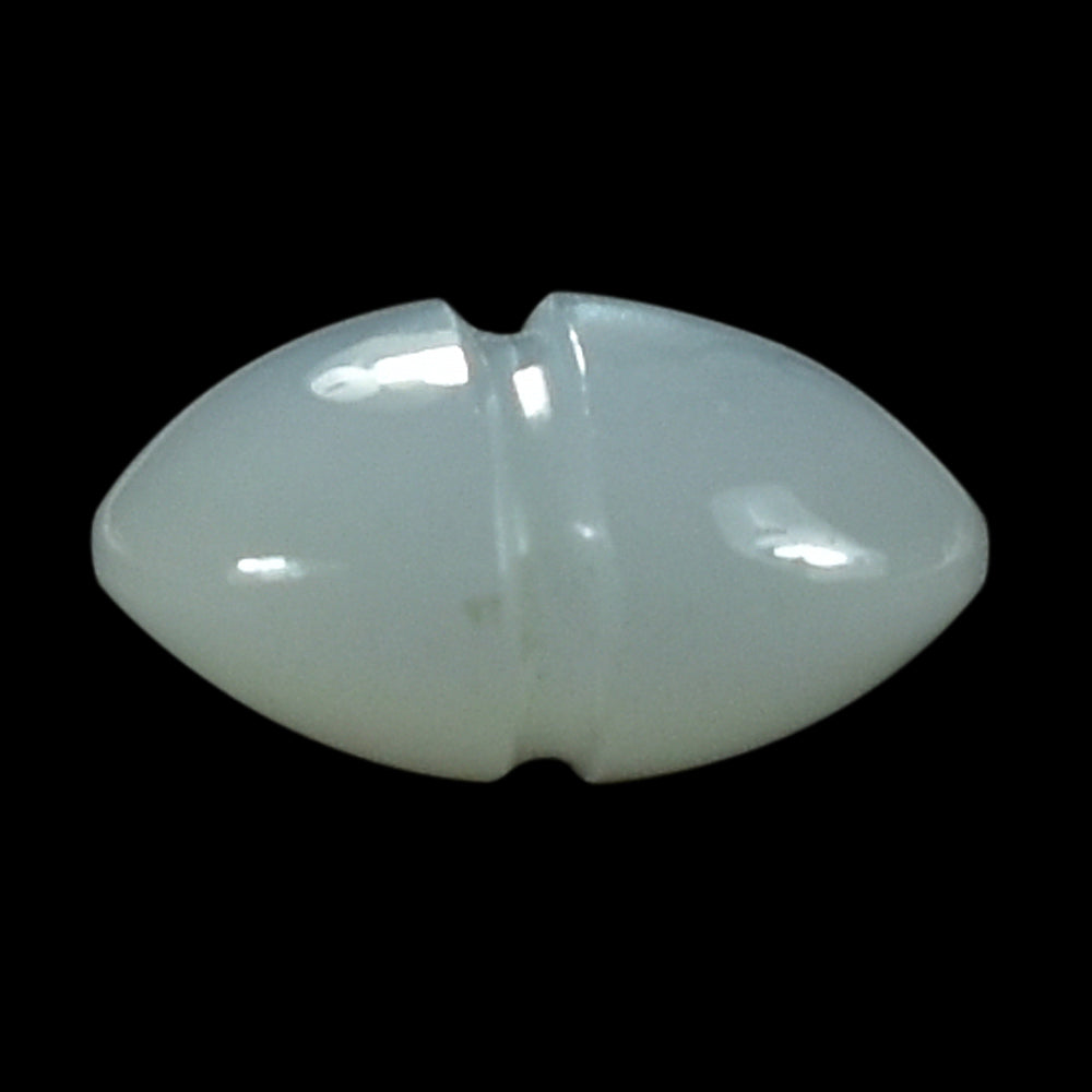 WHITE MOONSTONE (MILKY) LENTIL WITH CARVED BELT 8.00X8.00 MM 1.74 Cts.