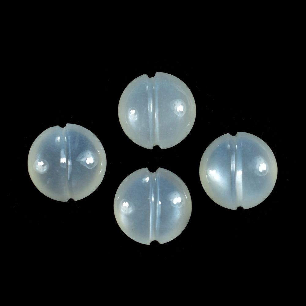 WHITE MOONSTONE (MILKY) LENTIL WITH CARVED BELT 8.00X8.00 MM 1.74 Cts.