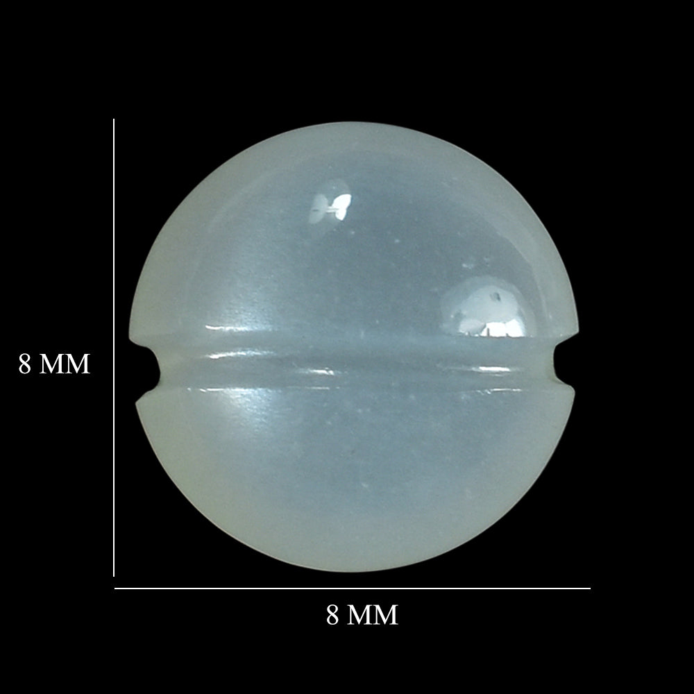 WHITE MOONSTONE (MILKY) LENTIL WITH CARVED BELT 8.00X8.00 MM 1.74 Cts.
