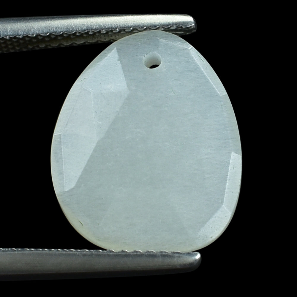 WHITE MOONSTONE (MILKY) ROSE CUT BRIOLETTE (TOP/FULL DRILL) PEARISH 15.50X12.50 MM 4.95 Cts.