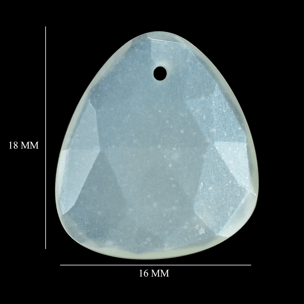 WHITE MOONSTONE (MILKY) ROSE CUT BRIOLETTE PEARISH (FULL DRILL 1.00MM) 18.00X16.00 MM 7.42 Cts.