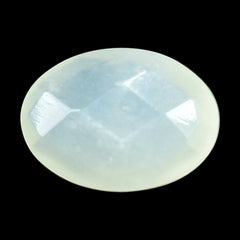WHITE MOONSTONE (MILKY) CHECKER CUT BRIOLETTE OVAL 7.00X5.00 MM 0.79 Cts.