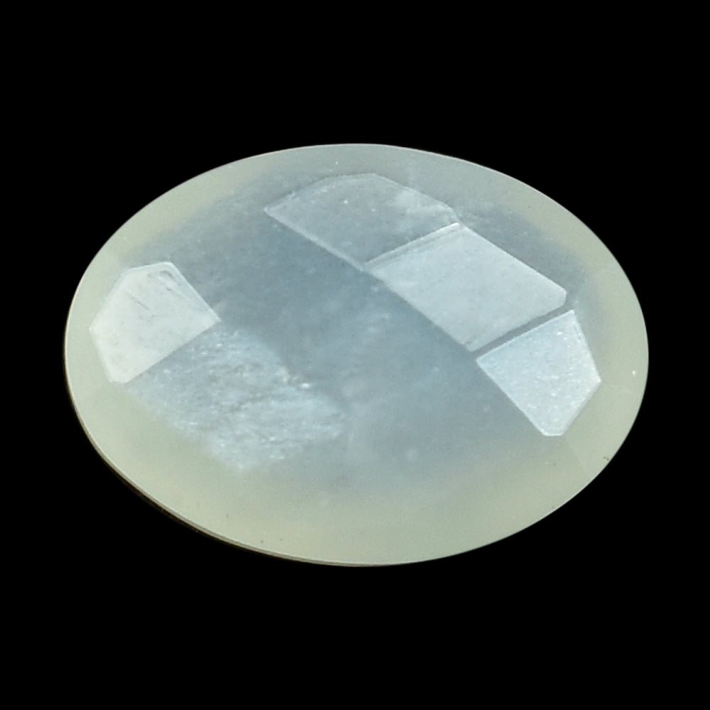 WHITE MOONSTONE (MILKY) CHECKER CUT BRIOLETTE OVAL 7.00X5.00 MM 0.79 Cts.