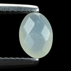 WHITE MOONSTONE (MILKY) CHECKER CUT BRIOLETTE OVAL 7.00X5.00 MM 0.79 Cts.