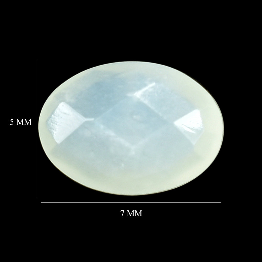 WHITE MOONSTONE (MILKY) CHECKER CUT BRIOLETTE OVAL 7.00X5.00 MM 0.79 Cts.