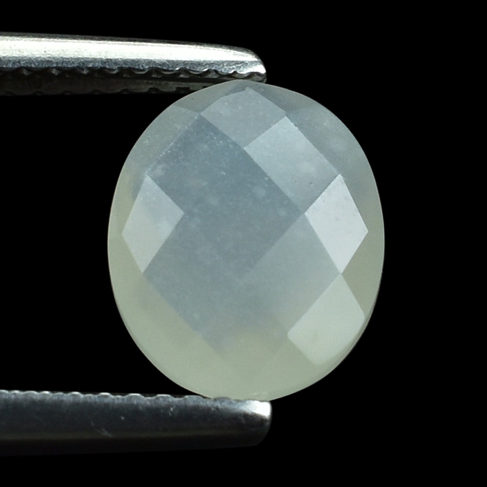 WHITE MOONSTONE (MILKY) CHECKER CUT BRIOLETTE OVAL 10.00X8.00 MM 2.13 Cts.