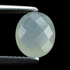 WHITE MOONSTONE (MILKY) CHECKER CUT BRIOLETTE OVAL 10.00X8.00 MM 2.13 Cts.