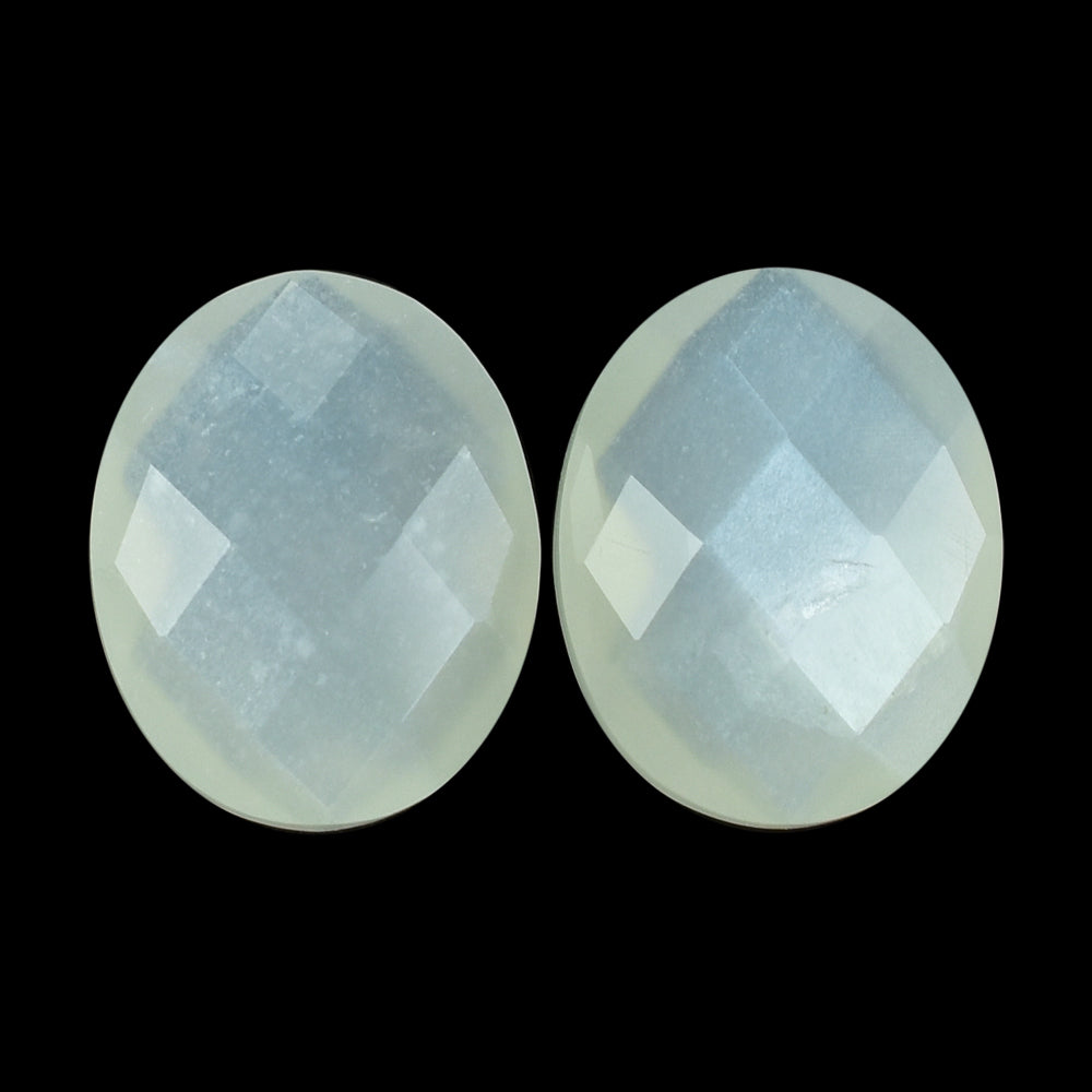 WHITE MOONSTONE (MILKY) CHECKER CUT BRIOLETTE OVAL 10.00X8.00 MM 2.13 Cts.