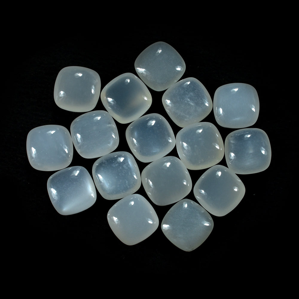 WHITE MOONSTONE (MILKY) LENTIL CUSHION 8.00X8.00 MM 1.81 Cts.