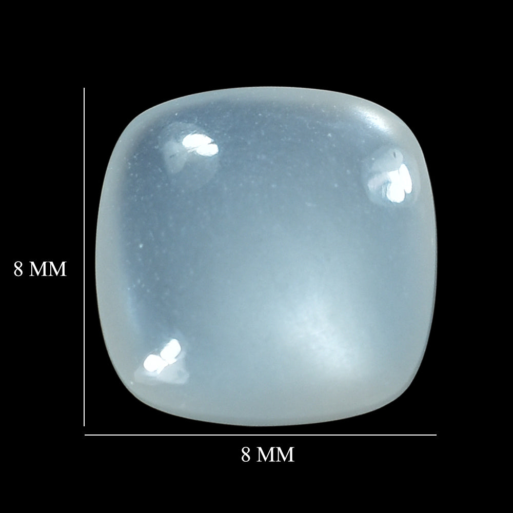 WHITE MOONSTONE (MILKY) LENTIL CUSHION 8.00X8.00 MM 1.81 Cts.