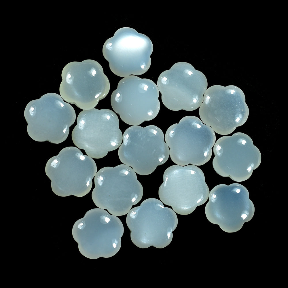 WHITE MOONSTONE (MILKY) LENTIL FLOWER 10.00X10.00 MM 2.79 Cts.