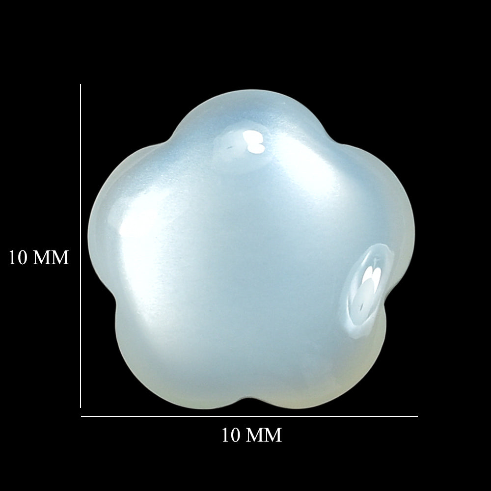WHITE MOONSTONE (MILKY) LENTIL FLOWER 10.00X10.00 MM 2.79 Cts.