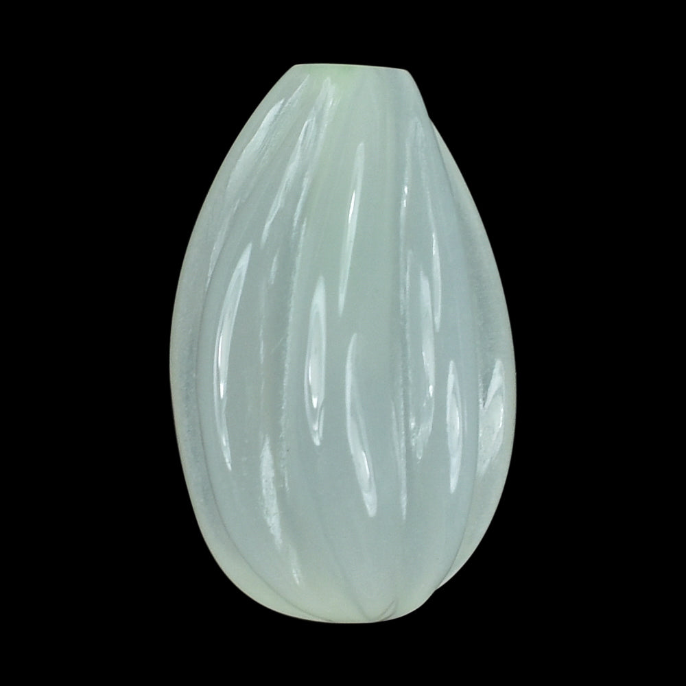WHITE MOONSTONE (MILKY) CARVED MELON DROP (HALF DRILL 0.75MM) 12.00X8.00 MM 4.05 Cts.
