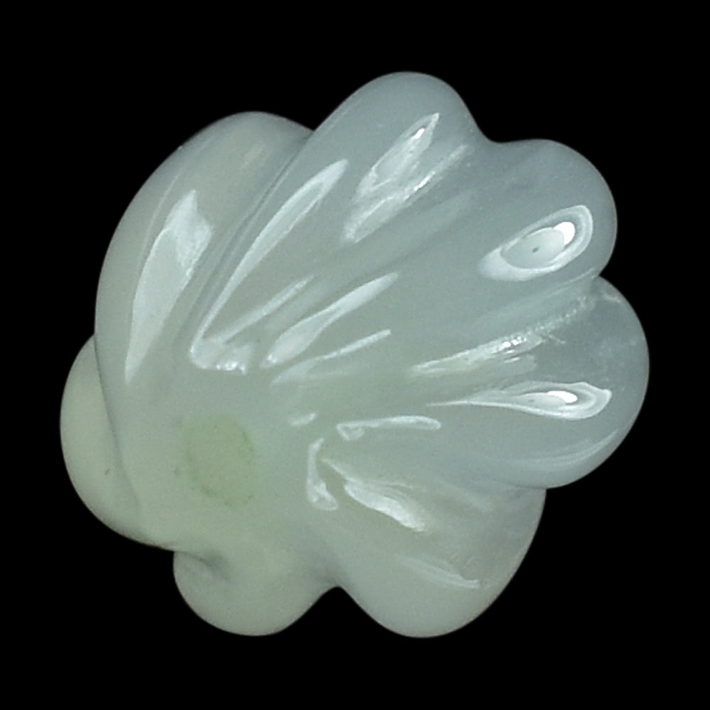 WHITE MOONSTONE (MILKY) CARVED MELON DROP (HALF DRILL 0.75MM) 12.00X8.00 MM 4.05 Cts.