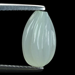 WHITE MOONSTONE (MILKY) CARVED MELON DROP (HALF DRILL 0.75MM) 12.00X8.00 MM 4.05 Cts.