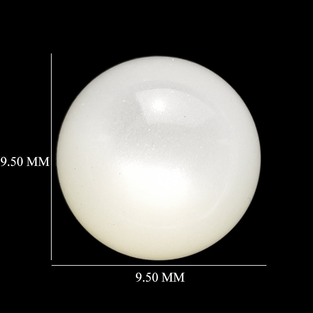 WHITE MOONSTONE (MILKY) PLAIN ROUND BALL (HALF DRILL-1.50) 9.50X9.50 MM 5.52 Cts.